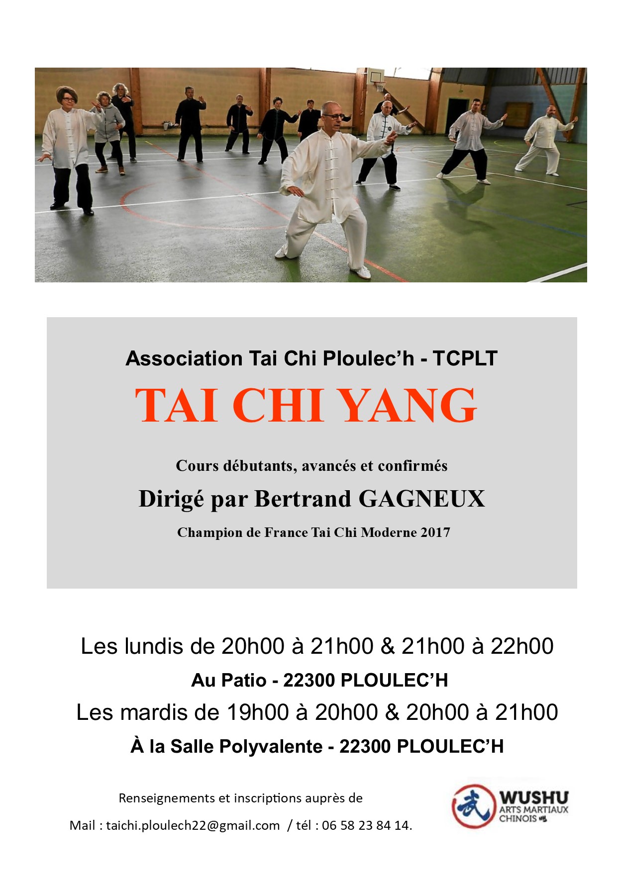 Cours de Tai Chi Ploulec'h le lundi de 20h  22h et mardi de 19h  21h